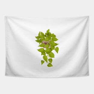 Neon Pothos Plant Illustration Tapestry