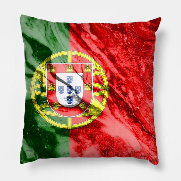 Flag of Portugal - Marble texture Pillow by DrPen