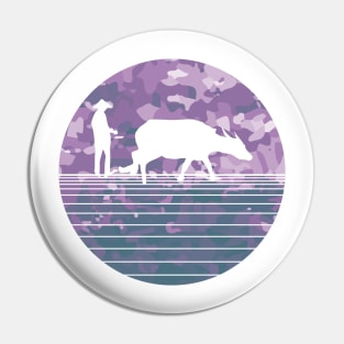 Farmer and Water Buffalo Vietnamese Village Pin