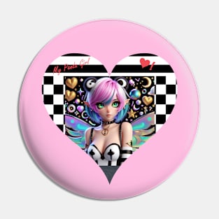 Goth Fairy Panda Girl Pin