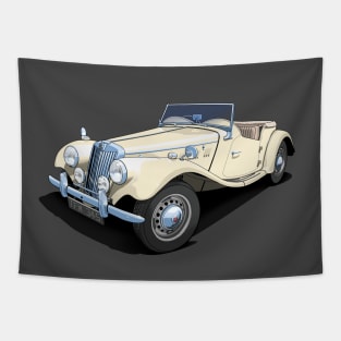 1954 MG TF sports car in ivory Tapestry