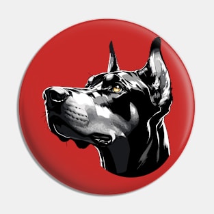 Stunning and Cool Doberman Pinscher Monochrome and Gold Portrait for Father's Day Pin