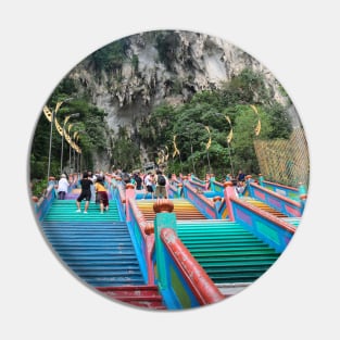 Colorful stairs to Batu Caves entrance Pin