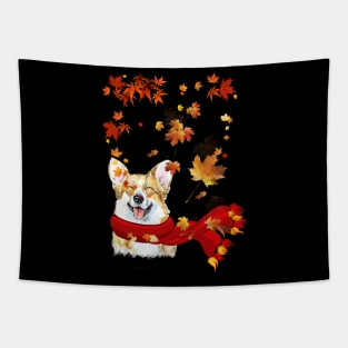 Maple Leaf Corgi Fall Hello Autumn Gift Tapestry