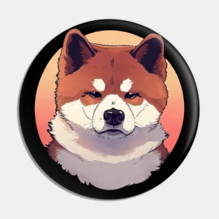 Akita inu retro dog Pin