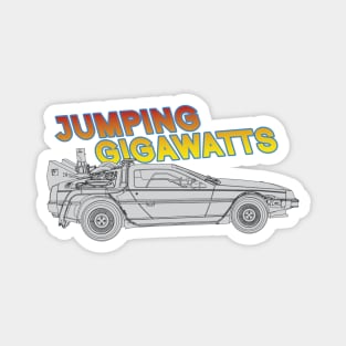 Jumping Gigawatts Delorean - GraphicLoveShop Magnet