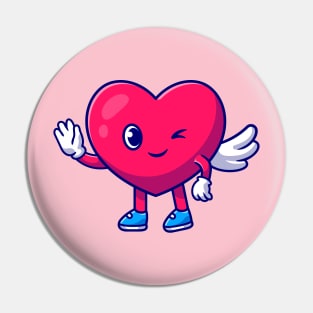 Cute Heart Angel Love Waving Hand Cartoon Pin