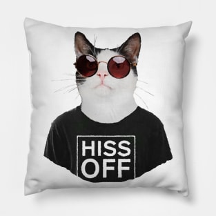 Punk Cat with round glasses Pillow