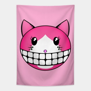 Pink Tuxie Kitty with Cheshire Grin Tapestry