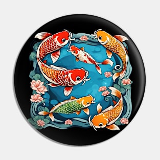 Japanese Swimming Koi Fish Design Asian Aesthetic Lover Carp Pin