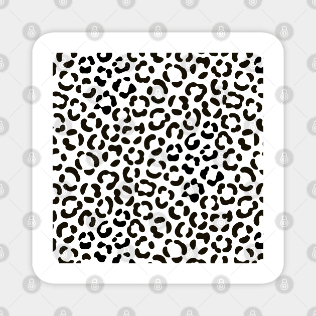 Trendy Black and White Leopard Print Pattern Magnet by NataliePaskell