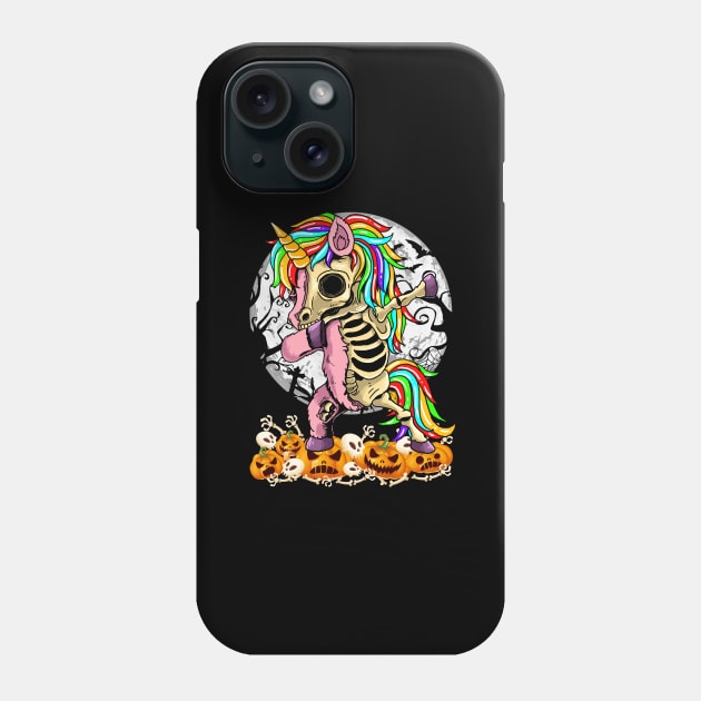 Rainbow Unicorn Zombie Skeleton Dabbing Pumpkin Halloween Phone Case by wonderws