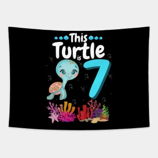 This Turtle Is 7 Years Old, Cute Under Sea Turtle Lover Birthday Girl Gift Tapestry