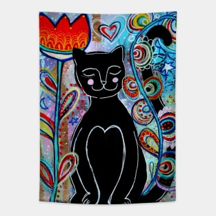 Black Cat Garden Tapestry