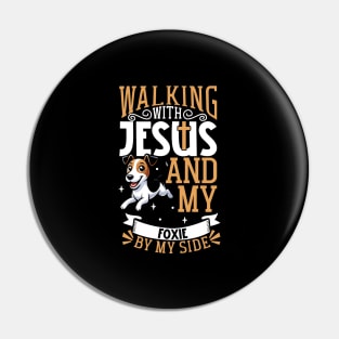 Jesus and dog - Smooth Fox Terrier Pin