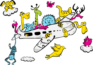 Cartoon Animal Airplane Pop Art Magnet