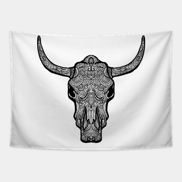 Bull skull zentangle style illustration Tapestry by JDawnInk