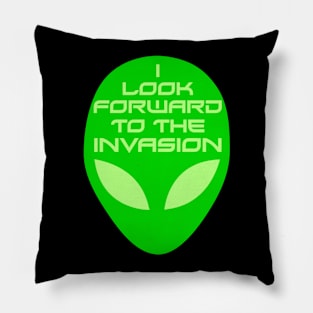 Funny Green Space Alien Invasion Pillow