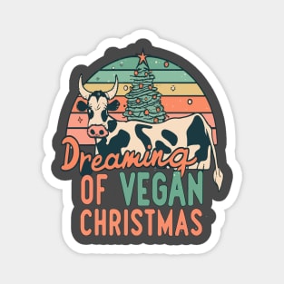 Cute Cow I'm Dreaming of a Vegan Christmas Funny Men Women Magnet