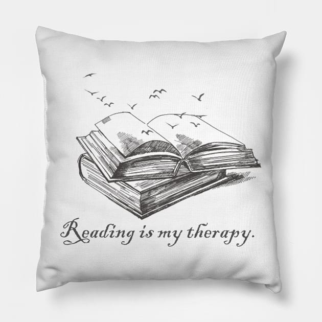 Reading Is My Therapy tshirt For books lovers Pillow by Hani-Clothing