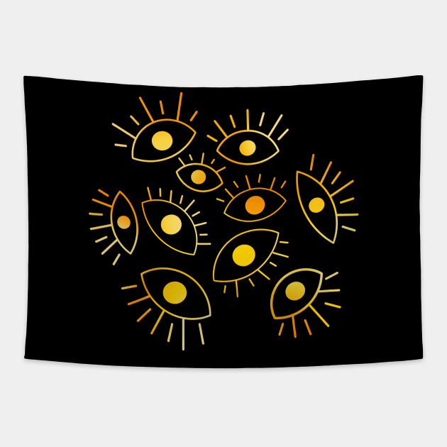 Eyes of the Void - Golden Fire Tapestry by rollingtape