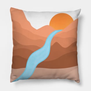 Sunset in Desert landscape Pillow