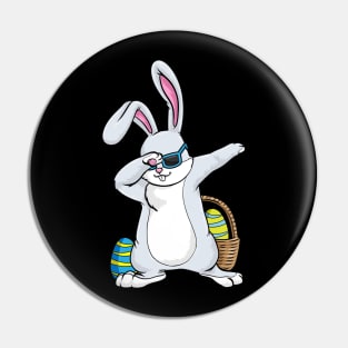 Cool easter bunny with eggs in a basket Pin