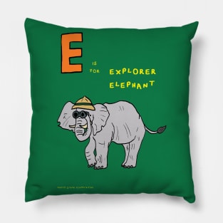 E is for explorer elephant Pillow