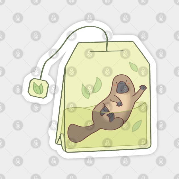 Plateapus - cute platypus in a tea bag Magnet by ballooonfish