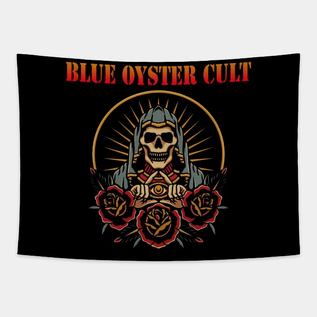 skull triangle blue oyster cult Tapestry by Art by neschtoons