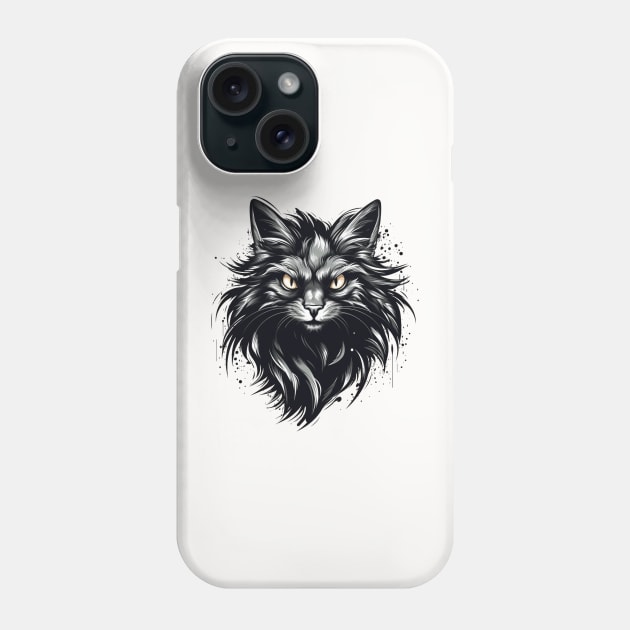 Shadow Cat Face Phone Case by hippohost