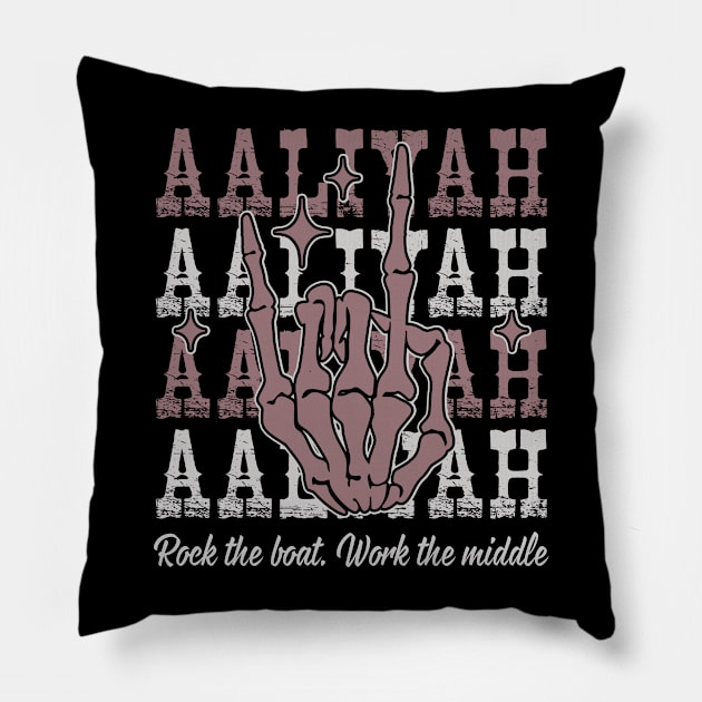 Rock The Boat. Work The Middle Quotes Music Skeleton Hand Pillow by GodeleineBesnard