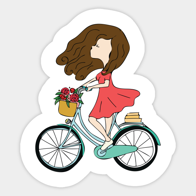 Let S Ride Girl On Bike Autocollant Teepublic Fr