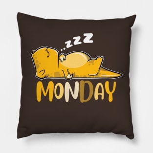 Cute Orange Tired Tyrannosaurus Rex Sleeping and Snoring on A Lovely Monday Pillow