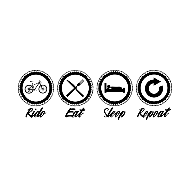 Ride, Eat, Sleep, Repeat art for bike lovers and bycicle riders by Drumsartco