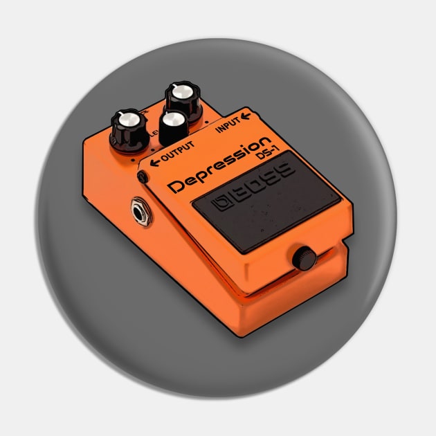 Boss Depression DS-1 Effects Pedal /// Nihilist Guitarist Parody Humor Design Pin by DankFutura