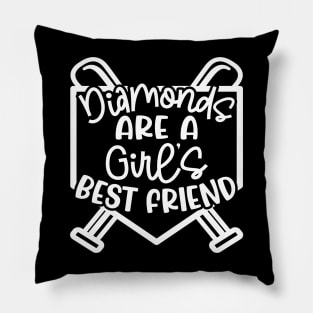 Diamonds Are A Girls Best Friend Softball Baseball Cute Pillow