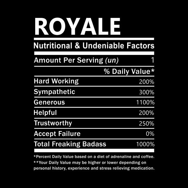 Royale Name T Shirt - Royale Nutritional and Undeniable Name Factors Gift Item Tee by nikitak4um