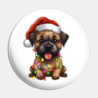 Christmas Border Terrier Pin