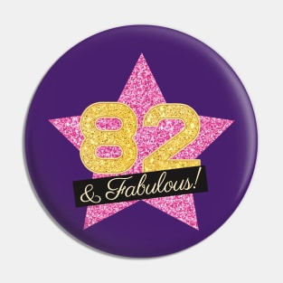82nd Birthday Gifts Women Fabulous - Pink Gold Pin