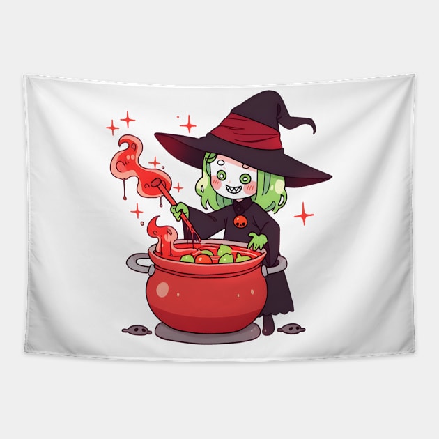 Witch Halloween Tee Tapestry by ragil_studio