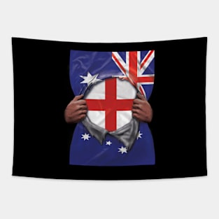 England Flag Australian Flag Ripped - Gift for English From England Tapestry