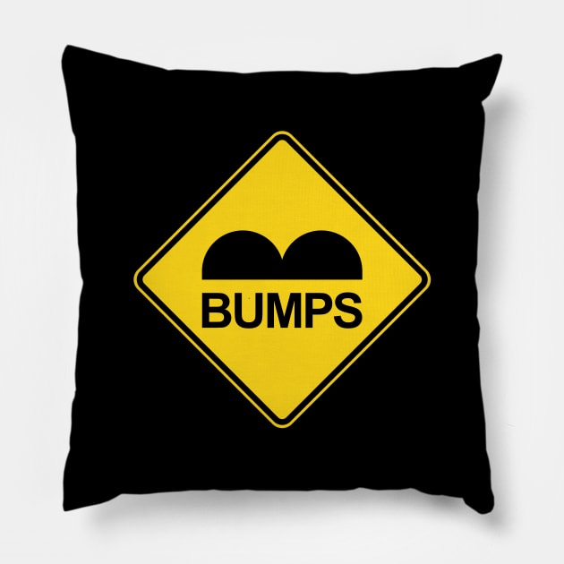 Caution Speed Bumps Traffic Sign Pillow by tinybiscuits