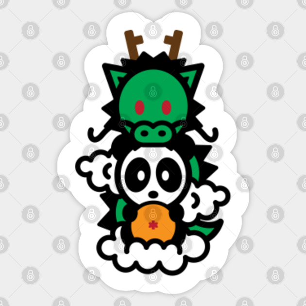 Green Dragon Panda - Panda - Sticker