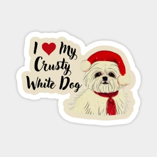 Christmas Puppy Crusty White Dog Maltese Shih Tzu White Malshi Dog Lover Magnet