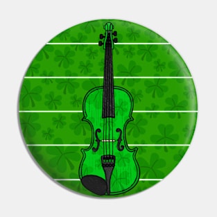 Violin Irish Fiddle Shamrocks St Patrick's Day Musician Pin