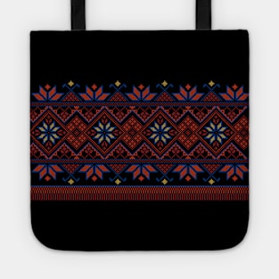 Realistic Palestinian Jordanian Arabic Tatreez Cross Stitch Embroidery Art Pattern #4 Tote