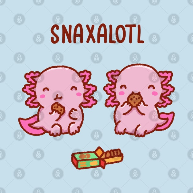 Cute axolotls snacking on some cookies, snaxalotl by Tinyarts