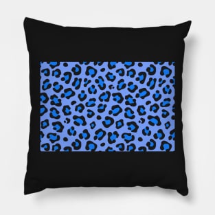 Blue leopard, animal pattern print Pillow