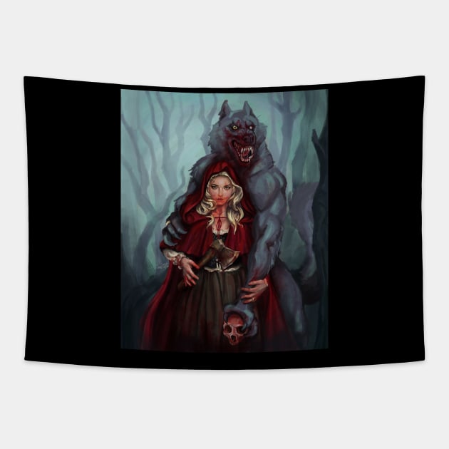 red riding hood Tapestry by Poday Wali